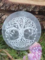 Plateau de rechargement sélénite arbre de vie