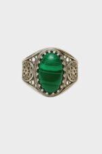 Bague malachite Argent 925, cabochon ovale (non réglable) – Image 2