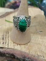 Bague malachite Argent 925, cabochon ovale (non réglable) – Image 4