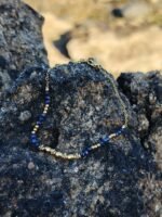 Bracelet doré chaîne fine perles lapis lazuli – Image 4