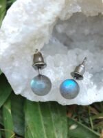 Boucles d'oreilles puces labradorite inox 304 - 6mm
