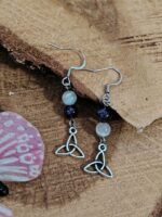 Boucles d’oreilles elfiques améthyste & sélénite magic gaïa – Image 3