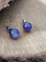 Boucles d’oreilles puces améthyste acier inox 304 – Image 4