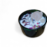 Bougie magique avec fleurs et quartz rose brute – Image 2