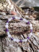 Bracelet améthyste quartz rose cristal de roche – Image 3
