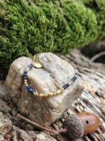 Bracelet doré chaîne fine perles lapis lazuli – Image 6