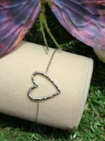 Bracelet coeur dégriffé acier inoxydable