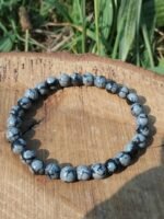 Bracelet obsidienne neige - 6 mm