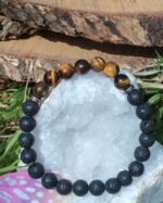 Bracelet pierre de lave et oeil de tigre - 8 mm – Image 6