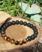 Bracelet pierre de lave et oeil de tigre - 8 mm – Image 4