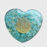 Coeur en orgonite aigue marine fleur de vie – Image 2