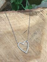 Pendentif coeur dégriffé en acier inoxydable – Image 4