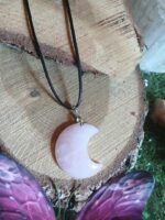 Pendentif lune quartz rose