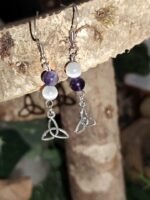 Boucles d’oreilles elfiques améthyste & sélénite magic gaïa