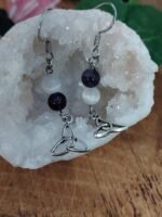 Boucles d’oreilles elfiques améthyste & sélénite magic gaïa – Image 5