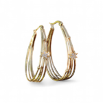 Boucles d’oreilles dorées 4 anneaux & étoiles strassées – Image 2