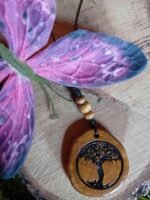 Pendentif arbre de vie bois avec perle création unique – Image 3