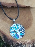 Pendentif en abalone arbre de vie en argent 925