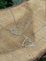 Pendentif coeur dégriffé en acier inoxydable – Image 6