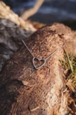 Pendentif coeur dégriffé en acier inoxydable