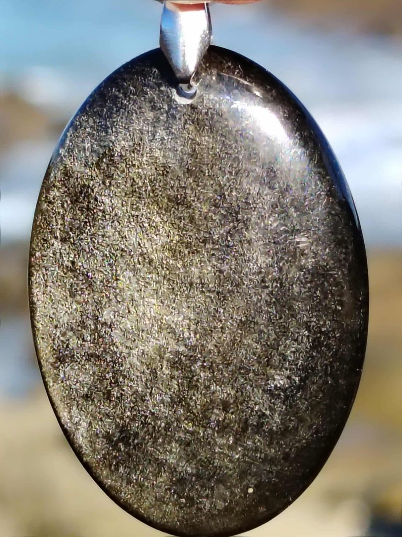 Pendentif obsidienne doré – Image 3