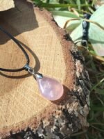 Pendentif goutte quartz rose