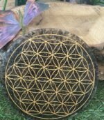 Plateau orgonite obsidienne noire fleur de vie – Image 3