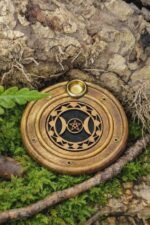 Porte - encens bois rond triple lune