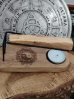 Porte palo santo et sauge en bois – symbole yin & yang – Image 3